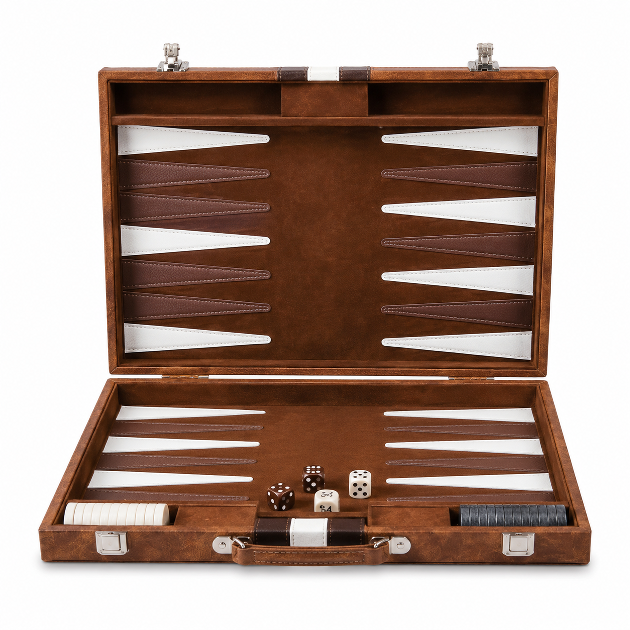 Havana Backgammon Set – Brown Burl Leatherette Case
