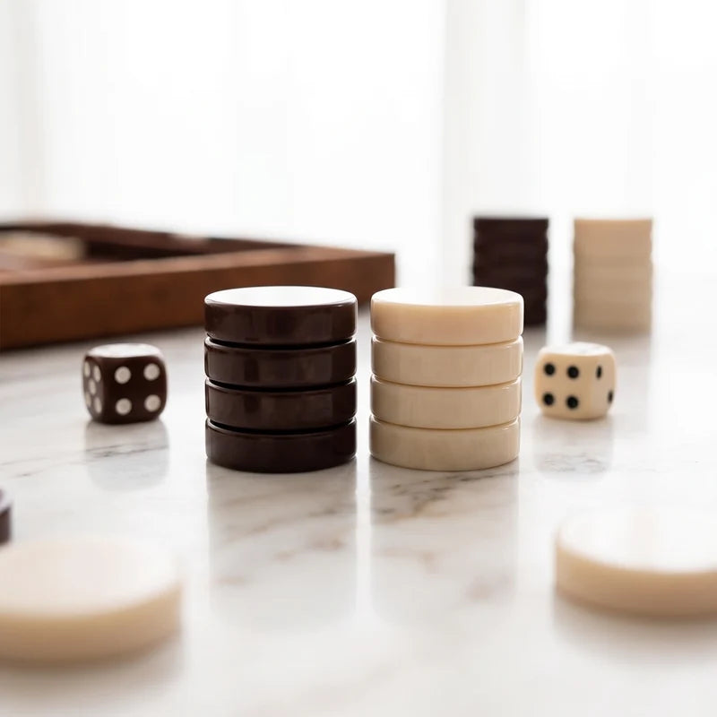 Havana Backgammon Set – Brown Burl Leatherette Case