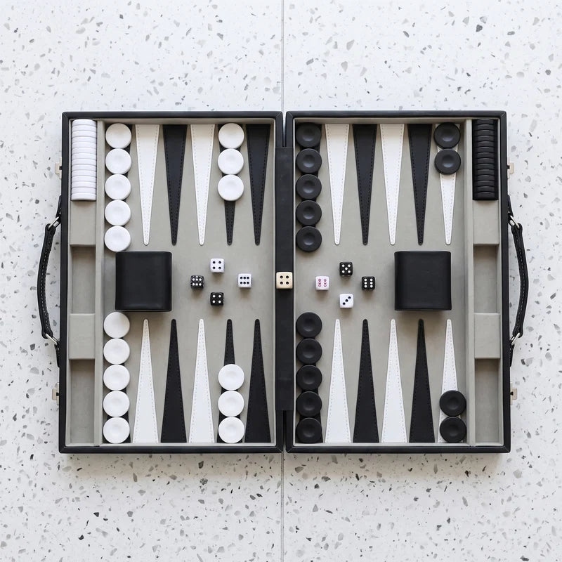 Havana Backgammon Set – Black Burl Leatherette Case
